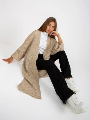 Beige long openwork cardigan with OCH BELLA wool