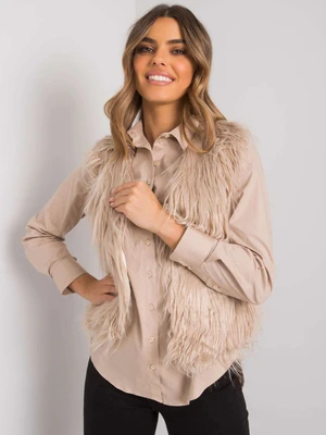 Beige women's fur vest Moncalieri OCH BELLA