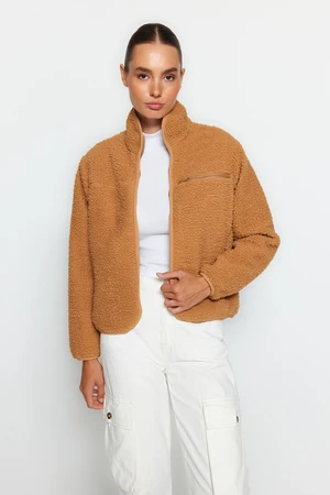 Trendyol Camel Plush Pocket Detailed Coat