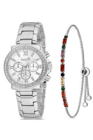 Polo Air Single Row Stone Sport Case Women's Wristwatch Colorful Zircon Stone Bracelet Combination Silver Color