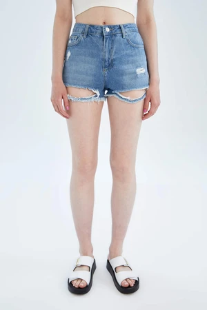 DEFACTO High Waisted Distressed Jean Short