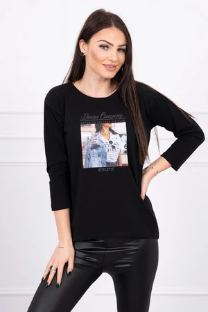 Blouse with Collage print black