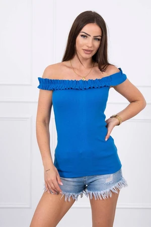 Blouse with frills in blue-violet color