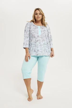 Women's pyjamas Ganika 3/4 sleeve, 3/4 legs - print/turquoise