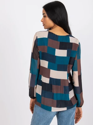 Blue-brown patterned blouse Gabriella