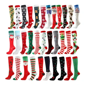 Medical Knee High Running Cycling 20-30 Mmhg Women Sport Sock ONE Pair Nurse Christmas Compression Socks Running