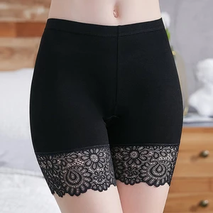 Safety pants female anti-slip three points leggings Modal lace thin style insurance pants plus plus fat size summer