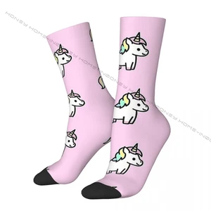 Funny Crazy Sock for Men Unicorn Hip Hop Harajuku Chibi Mini Happy Pattern Printed Boys Crew Sock Novelty Gift