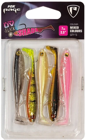 Fox rage gumová nástraha slick shad uv mixed colour packs 4 ks-dĺžka 13 cm