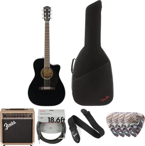 Fender CC-60SCE Concert WN Deluxe SET Black Guitarra electroacustica