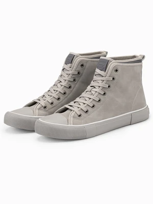 Ombre Men's high boots sneakers with decorative trim - ash