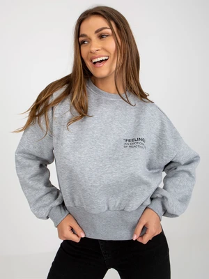 Grey hoodless sweatshirt with slogan