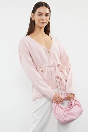 Trendyol Pink Tie Detailed Knitwear Cardigan