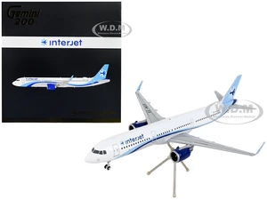 Airbus A321neo Commercial Aircraft "Interjet" White with Blue Stripes "Gemini 200" Series 1/200 Diecast Model Airplane by GeminiJets