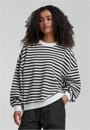 Women's Oversized Striped Sweatshirt - Black/Cream