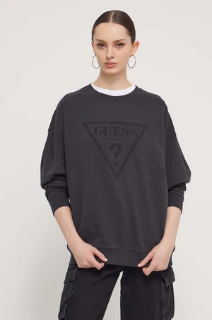 Mikina Guess Originals dámska, šedá farba, s potlačou