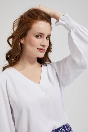 Women's blouse with lace on the back MOODO - white