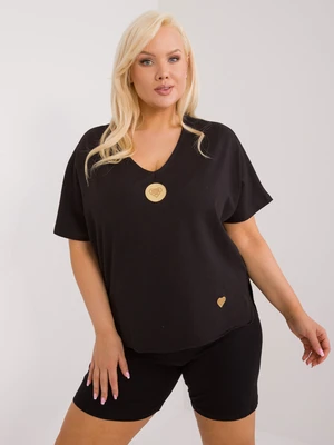 Black cotton neckline blouse