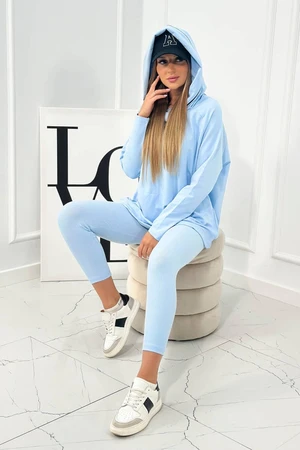 Set of cotton sweatshirt + leggings blue