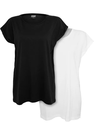 Women's T-shirt with extended shoulder 2-pack black/white