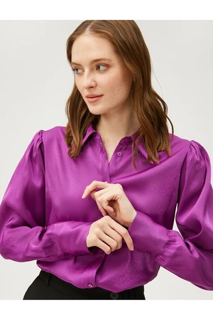 Koton Satin Shirt with Draped Shoulders