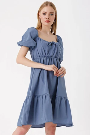 Bigdart 2351 Flared Poplin Dress - Indigo