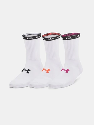 Súprava troch dámskych športových ponožiek v bielej farbe Under Armour UA Essential Nv Mid Crew 3pk