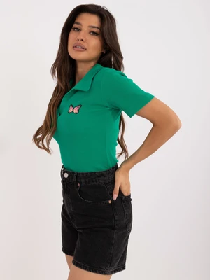 Green fitted blouse with collar