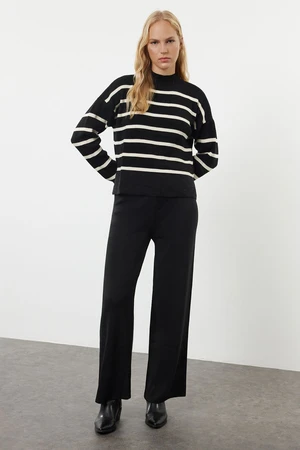 Trendyol Black Striped Knitted Trousers Bottom-Top Set