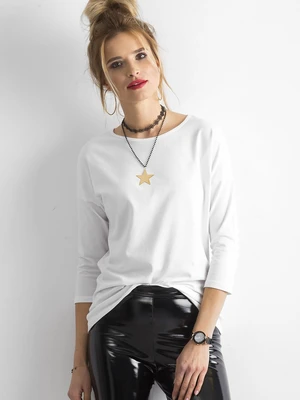 Basic white blouse with 3/4 sleeves