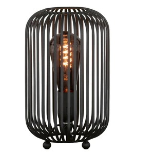 Czarna lampa stołowa z metalowym kloszem (wysokość 25 cm) Cage – Fischer & Honsel