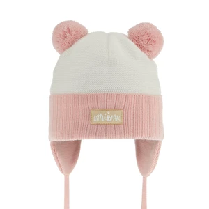 AGBO Girl's spring/ autumn hat pink Karotka with two pompom