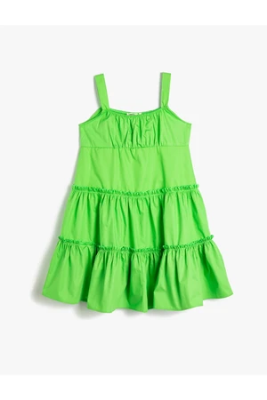 Koton Girl's Dress Midi Boy Layered Cotton with Straps