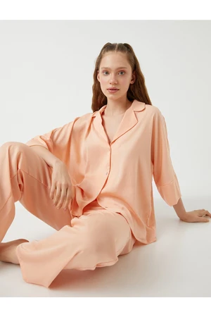 Koton Button-down Pajama Top Three Quarter Sleeves