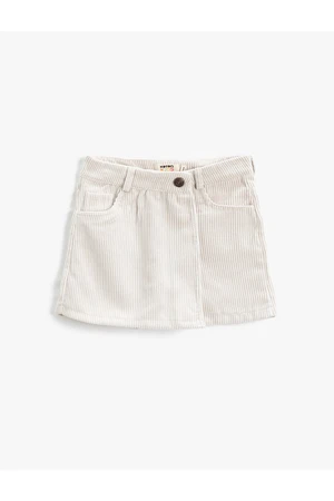 Koton Mini Shorts Skirt Corduroy Double Breasted With Pocket