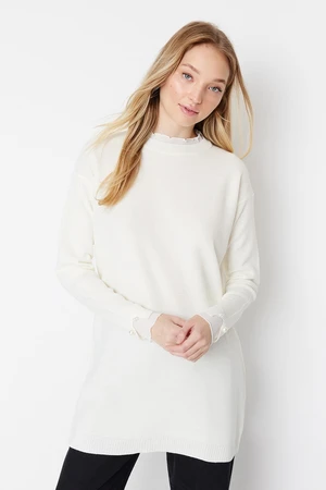 Trendyol Ecru Sleeves Pearl Detailed Knitwear Sweater