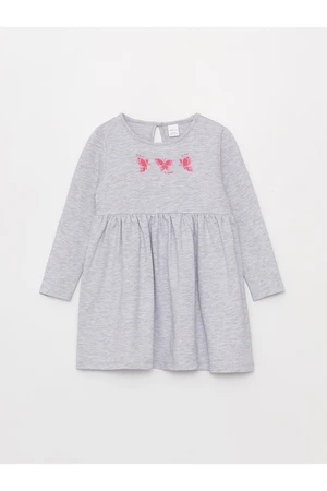 LC Waikiki Crew Neck Long Sleeved Dress for Baby Girl