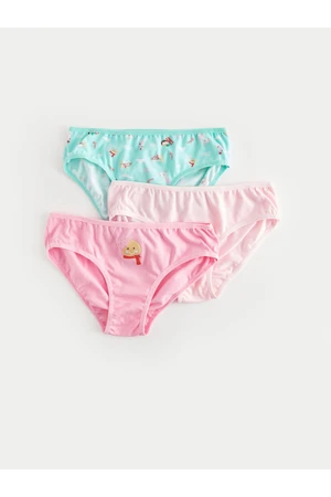 LC Waikiki Girls' Printed Cotton Panties 3 Pack