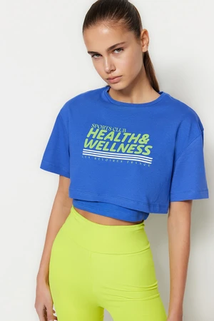 Trendyol Blue Crop 2-layer Sports T-Shirt