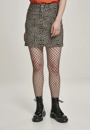 Women's Mini Skirt AOP Twill Grey Leo