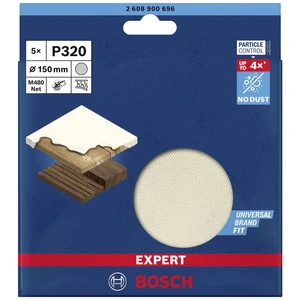 Bosch Accessories EXPERT M480 2608900696 brúsna sieť pre excentrickú brúsku bez otvorov Zrnitosť 320  (Ø) 150 mm 5 ks