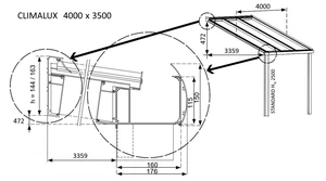 Hliníková pergola 400 cm antracit / polykarbonát Dekorhome 350 cm