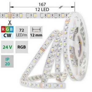 LED pásek McLED 24V RGB + studená bílá š=12mm IP20 17,3W/m 72LED/m SMD5050 ML-128.632.60.0 (5m)