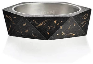 Gravelli Stylový betonový prsten Cubist Fragments Edition měděná/antracitová GJRUFCA005 66 mm