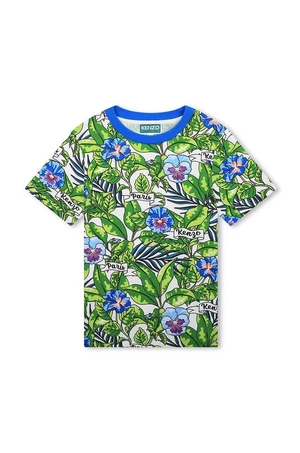 Detské bavlnené tričko Kenzo Kids tyrkysová farba, vzorovaný