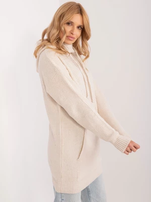 Light beige kangaroo sweater with cuffs