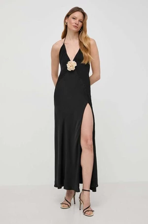 Šaty Bardot ARADIA čierna farba, maxi, rovný strih, 59278DB