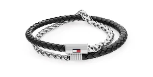 Tommy Hilfiger Dvojitý náramek z kůže a oceli 2790562