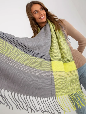 Gray and yellow women's knitted scarf