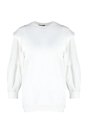 Trendyol White Sleeve Detail Diver/Scuba Knitted Sweatshirt